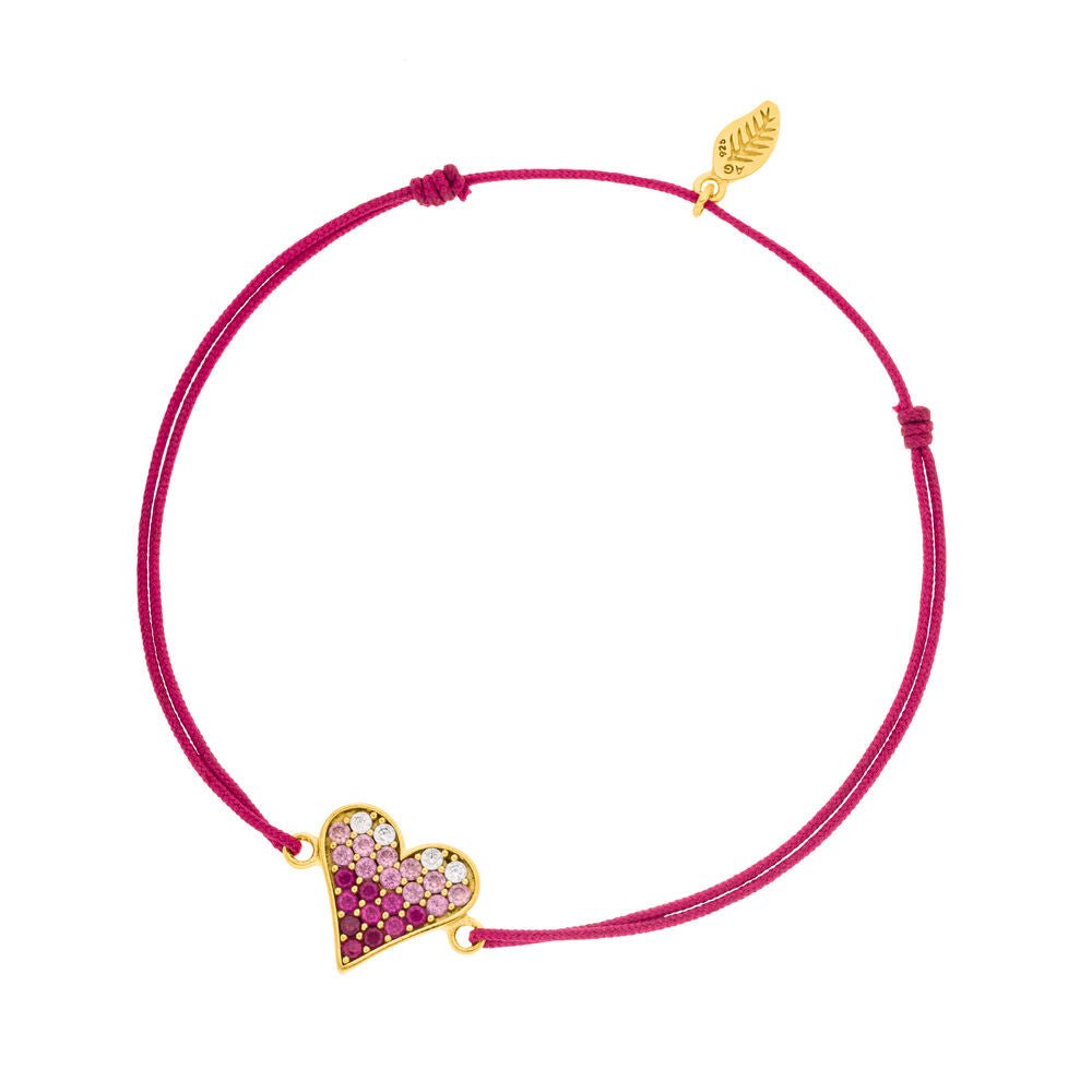 Leaf Armband Pink Valentine, fuchsia, vergoldet