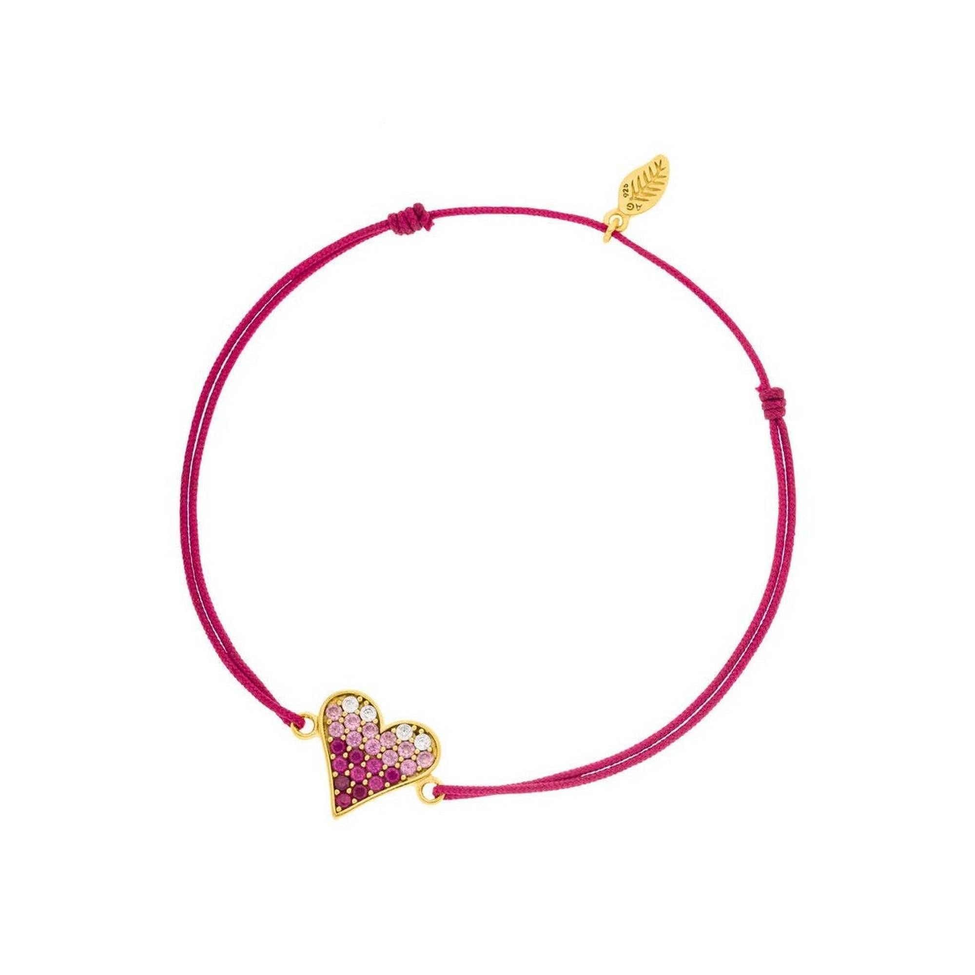 Leaf Armband Pink Valentine, fuchsia, vergoldet