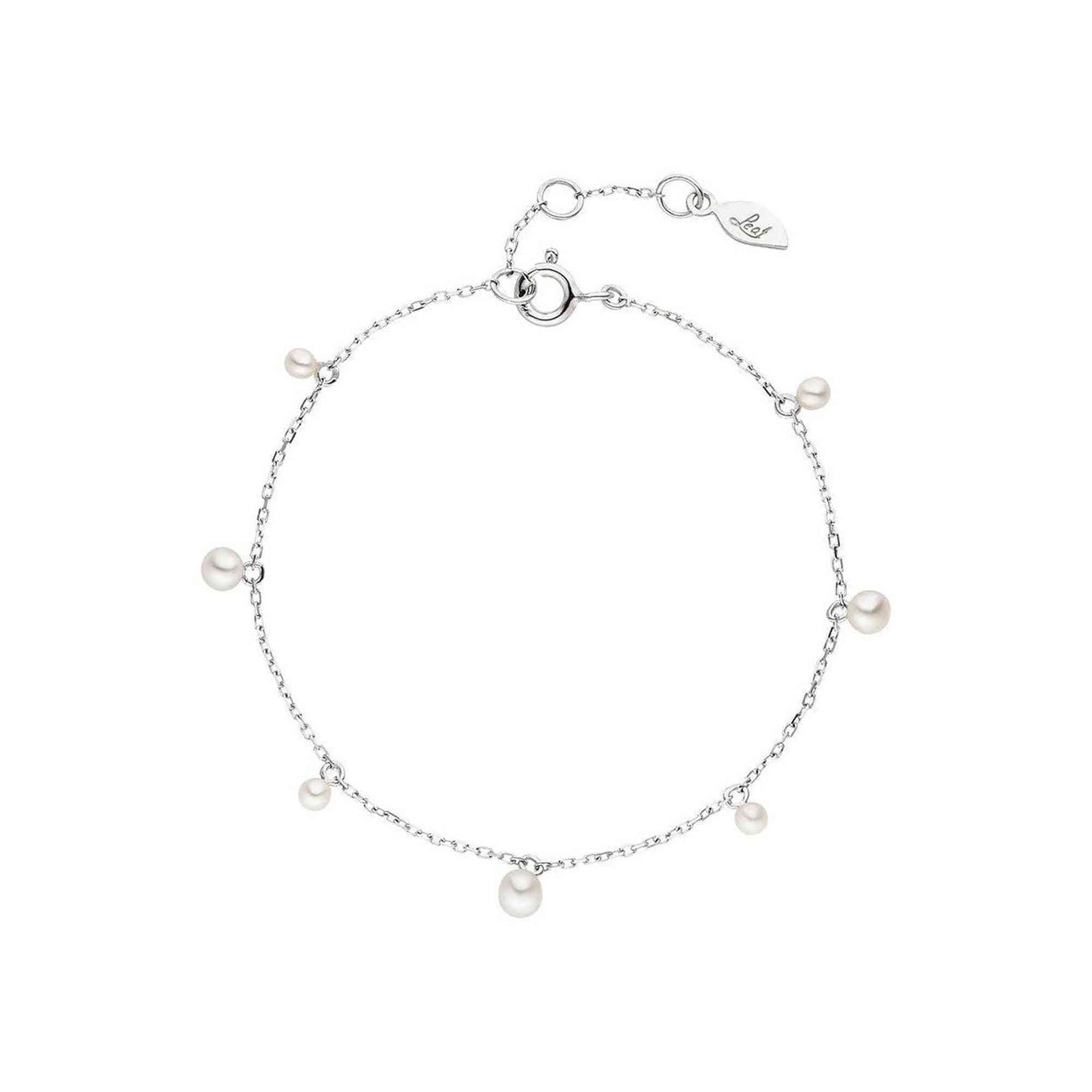 Leaf Armband Rain Drop, Silber