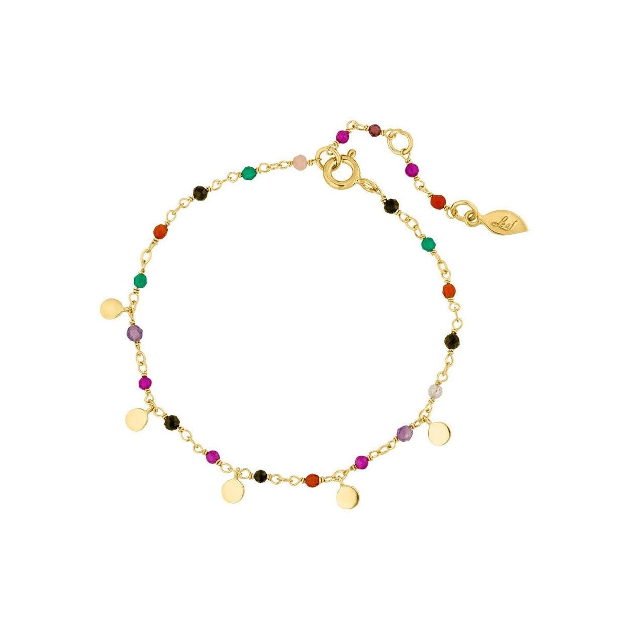 Leaf Armband Rainbow, Single, Mix, vergoldet