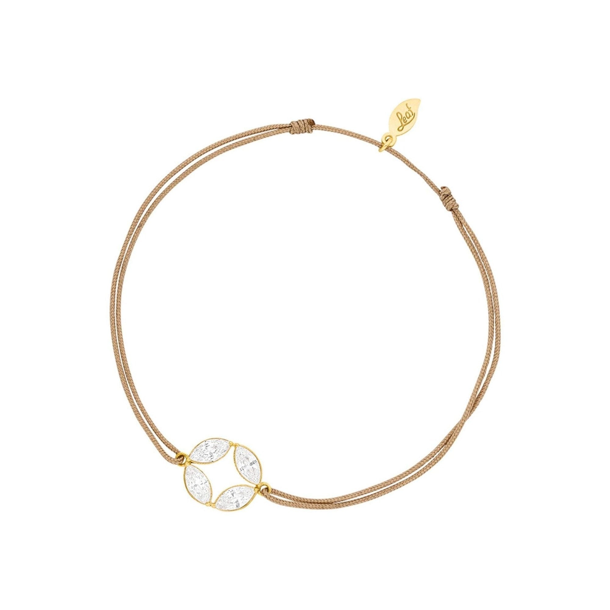 Leaf Armband Round Flower, beige, vergoldet