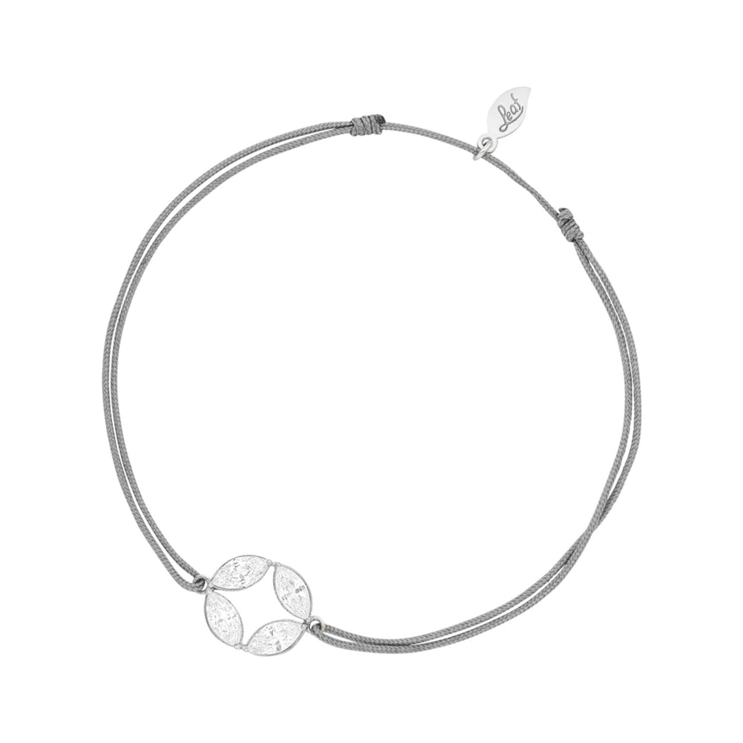 Leaf Armband Round Flower, grau, Silber