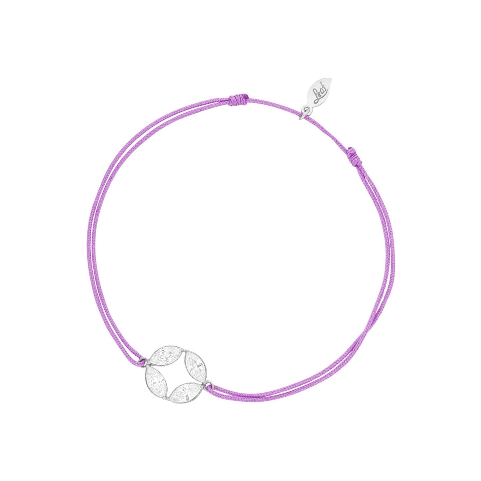 Leaf Armband Round Flower, violett, Silber