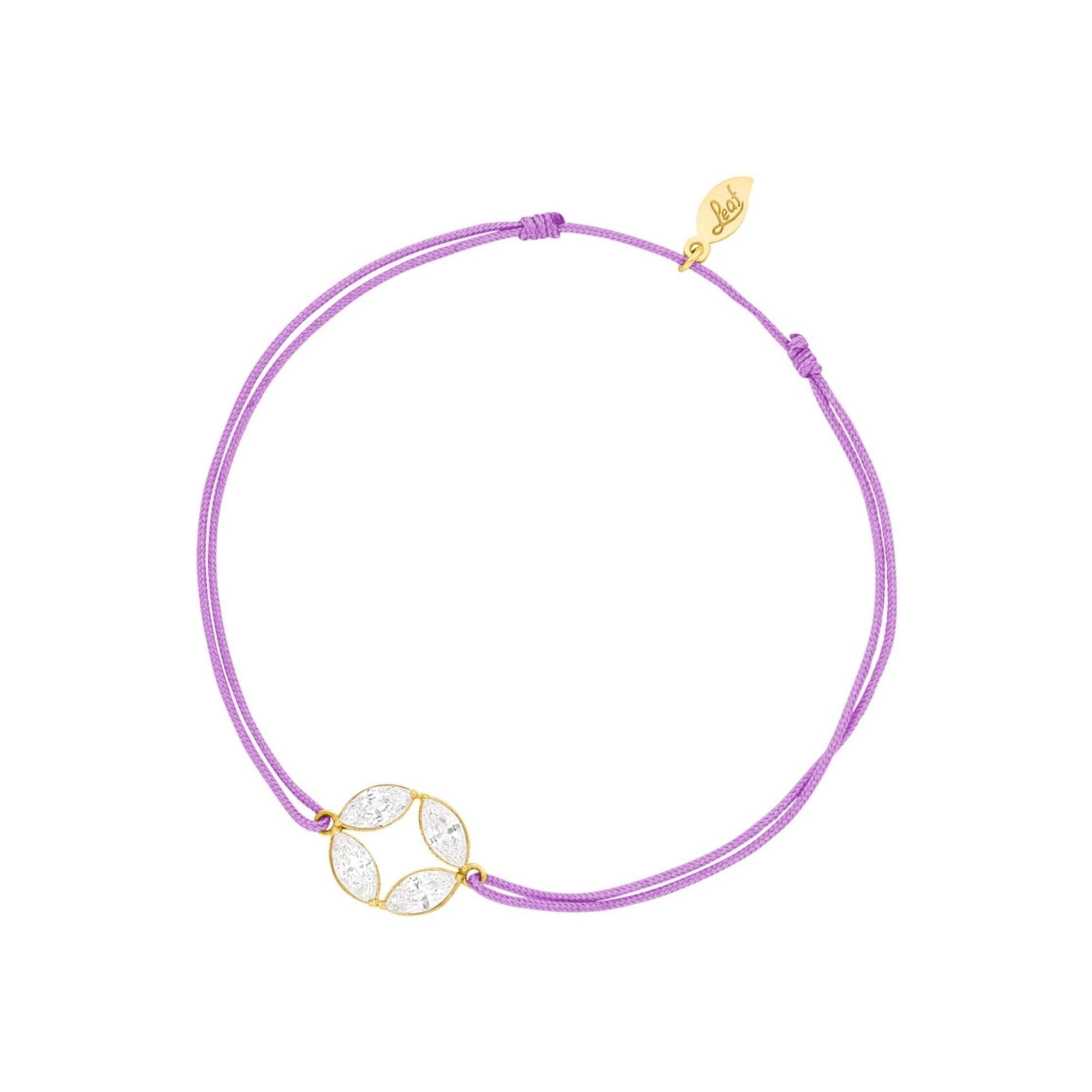 Leaf Armband Round Flower, violett, vergoldet