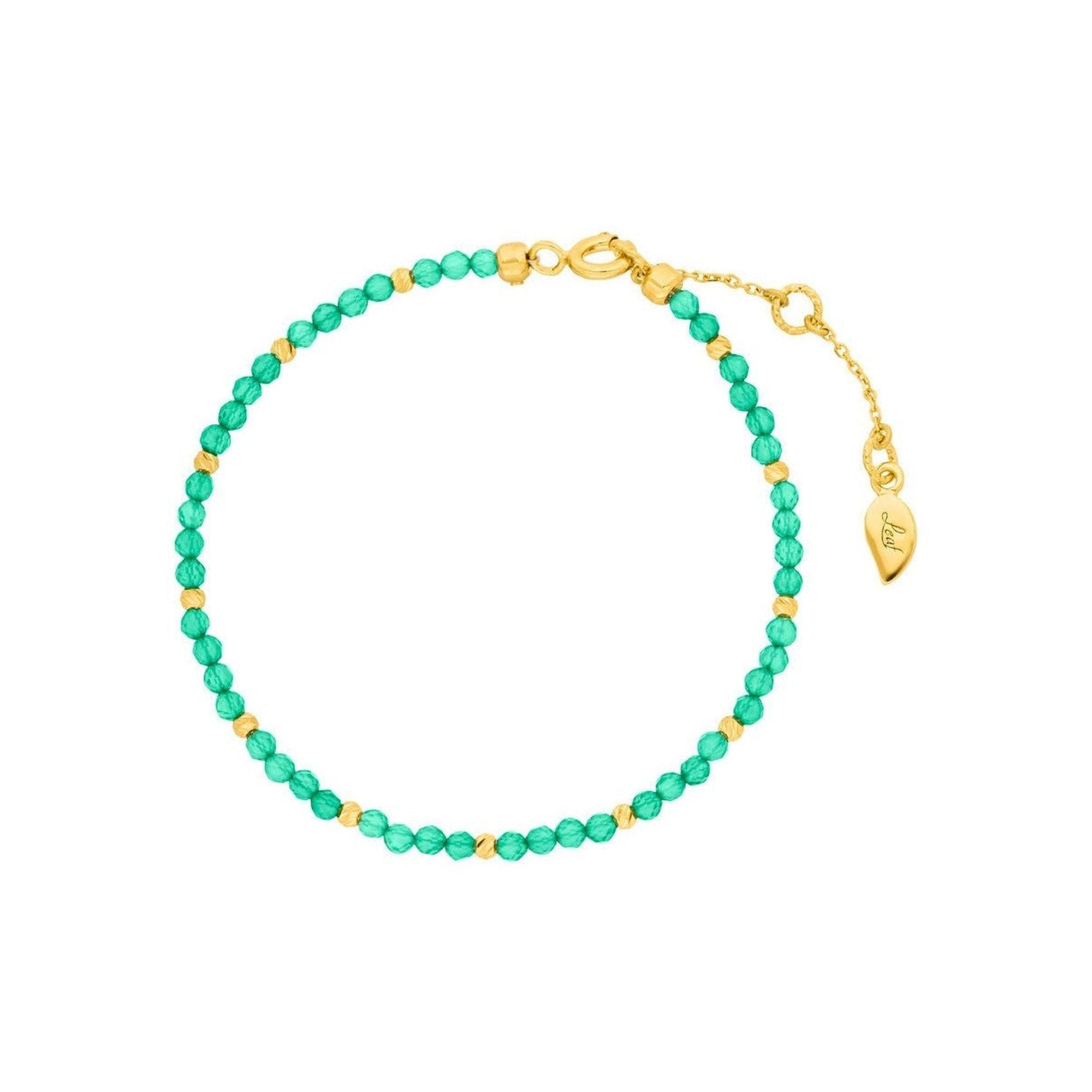 Leaf Armband Serenity, grüner Achat, vergoldet
