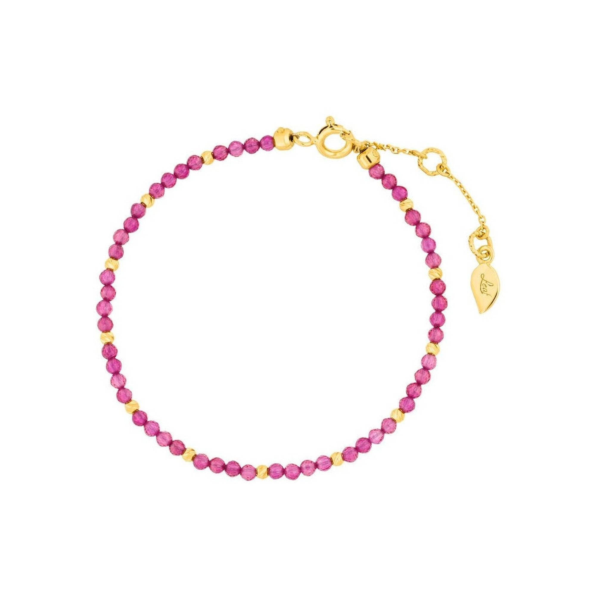 Leaf Armband Serenity, Rubin, vergoldet