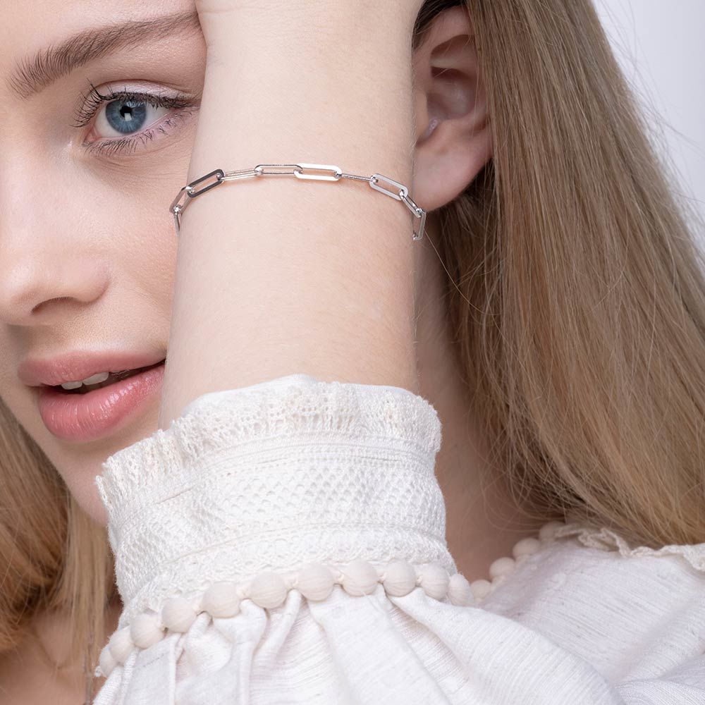 Leaf Armband Square, Silber