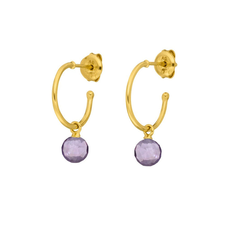 Leaf Creolen Flying Gem, Amethyst, vergoldet