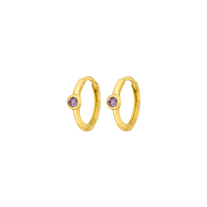 Leaf Creolen One Gem, Amethyst, vergoldet
