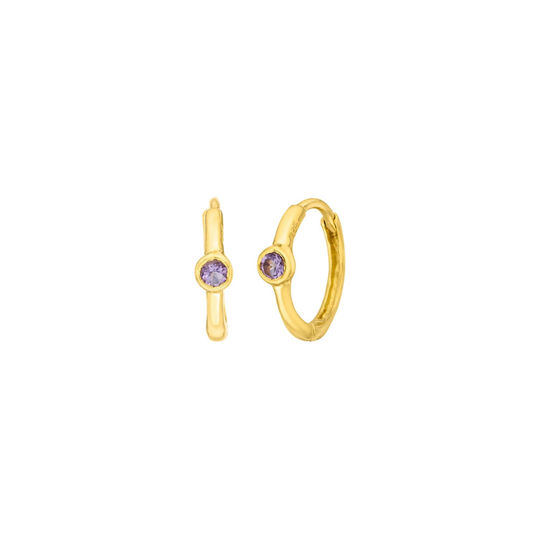 Leaf Creolen One Gem, Amethyst, vergoldet