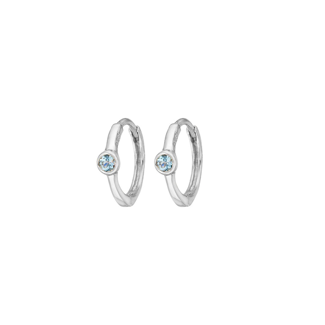 Leaf Creolen One Gem, blauer Topas, Silber