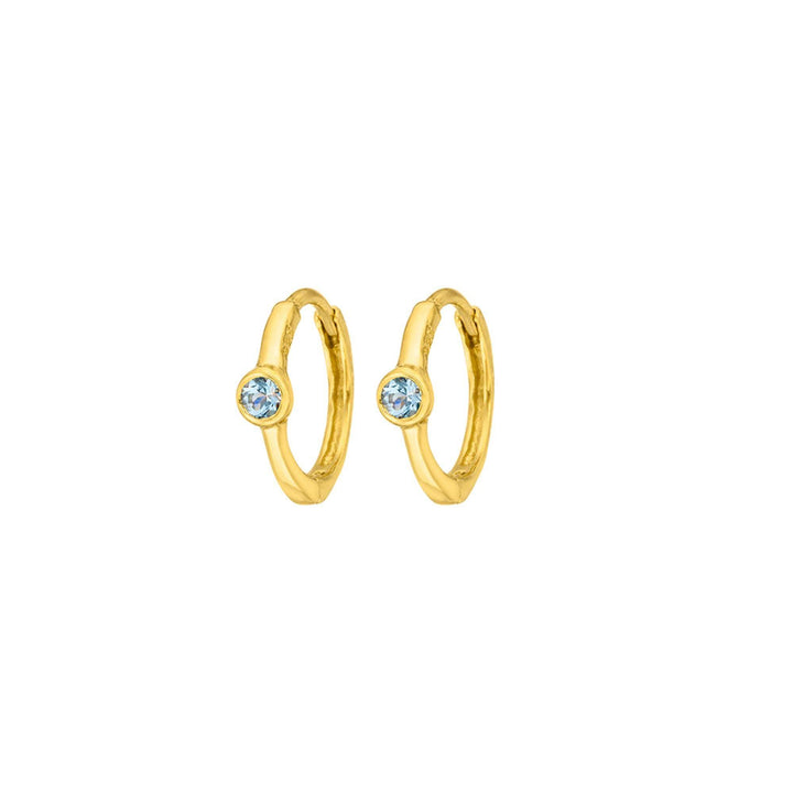 Leaf Creolen One Gem, blauer Topas, vergoldet