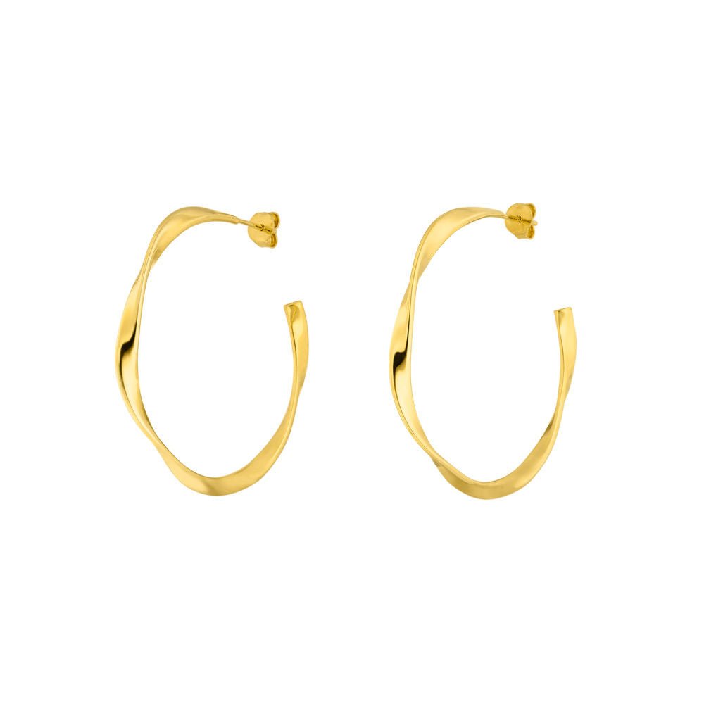 Leaf Creolen Twist, groß, vergoldet