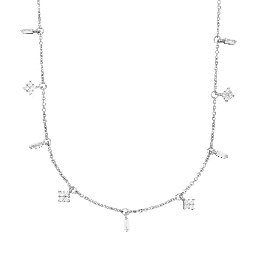 Leaf Kette Choker Crystal, Silber