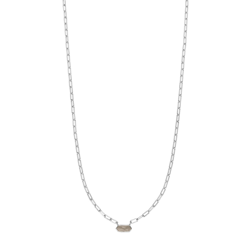 Leaf Kette Cube, grauer Achat, Silber