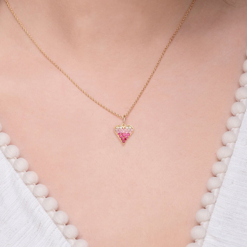 Leaf Kette Pink Valentine, vergoldet