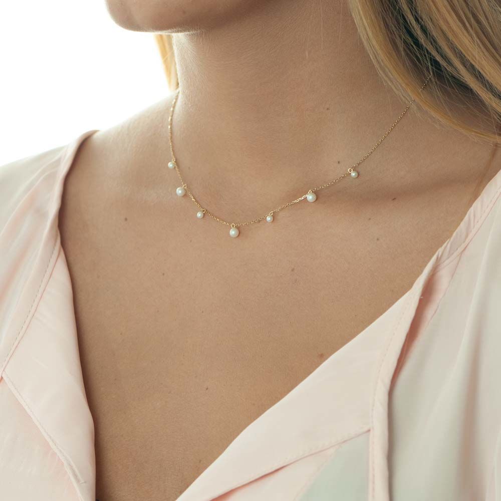 Leaf Kette Rain Drop, vergoldet