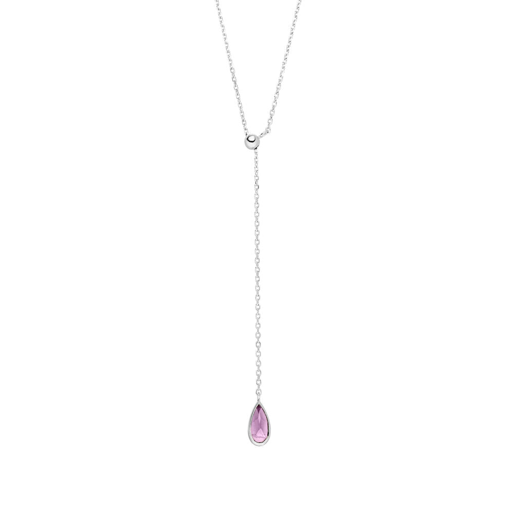 Leaf Kette Y-Gem Drop, Amethyst, Silber