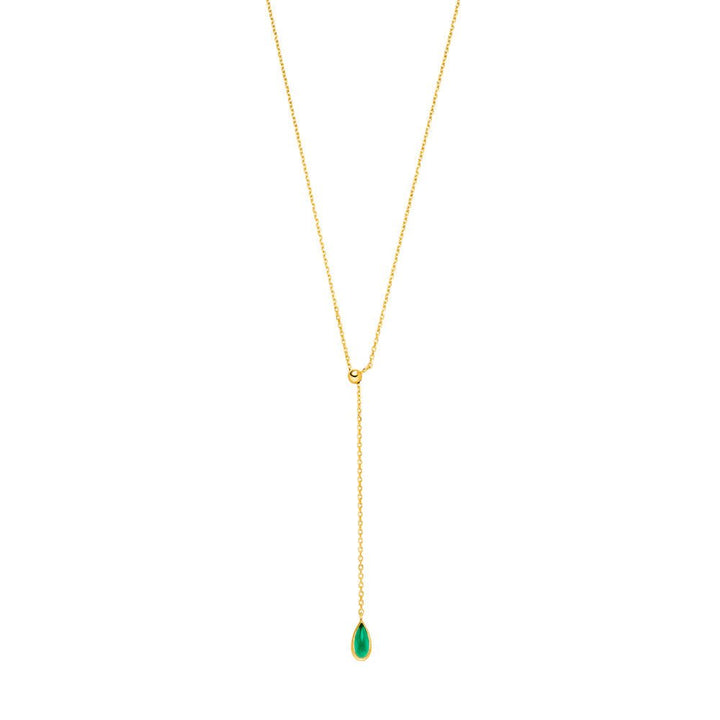 Leaf Kette Y-Gem Drop, grüner Achat, vergoldet