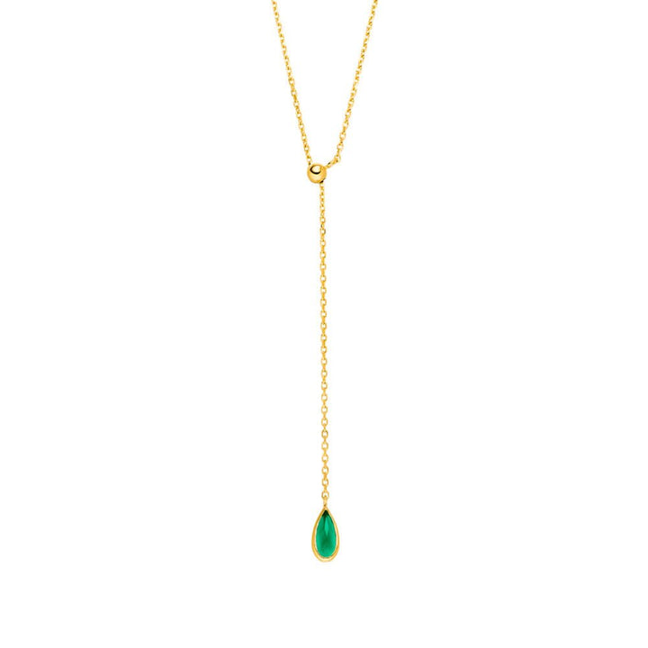 Leaf Kette Y-Gem Drop, grüner Achat, vergoldet