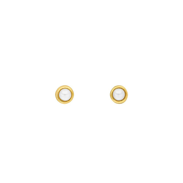Leaf Ohrstecker Pure Perle, vergoldet