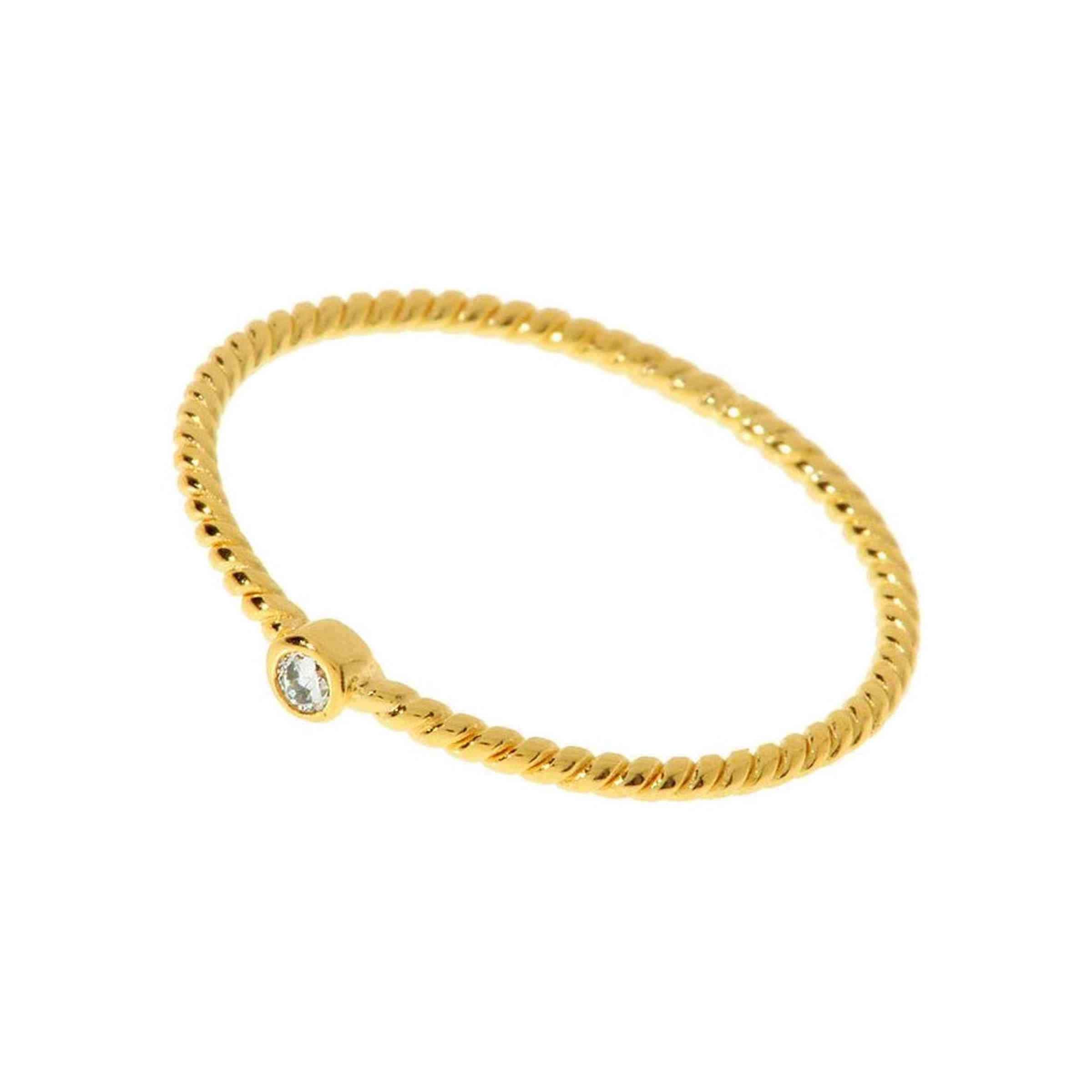 Leaf Ring 1 Zirkonia, vergoldet