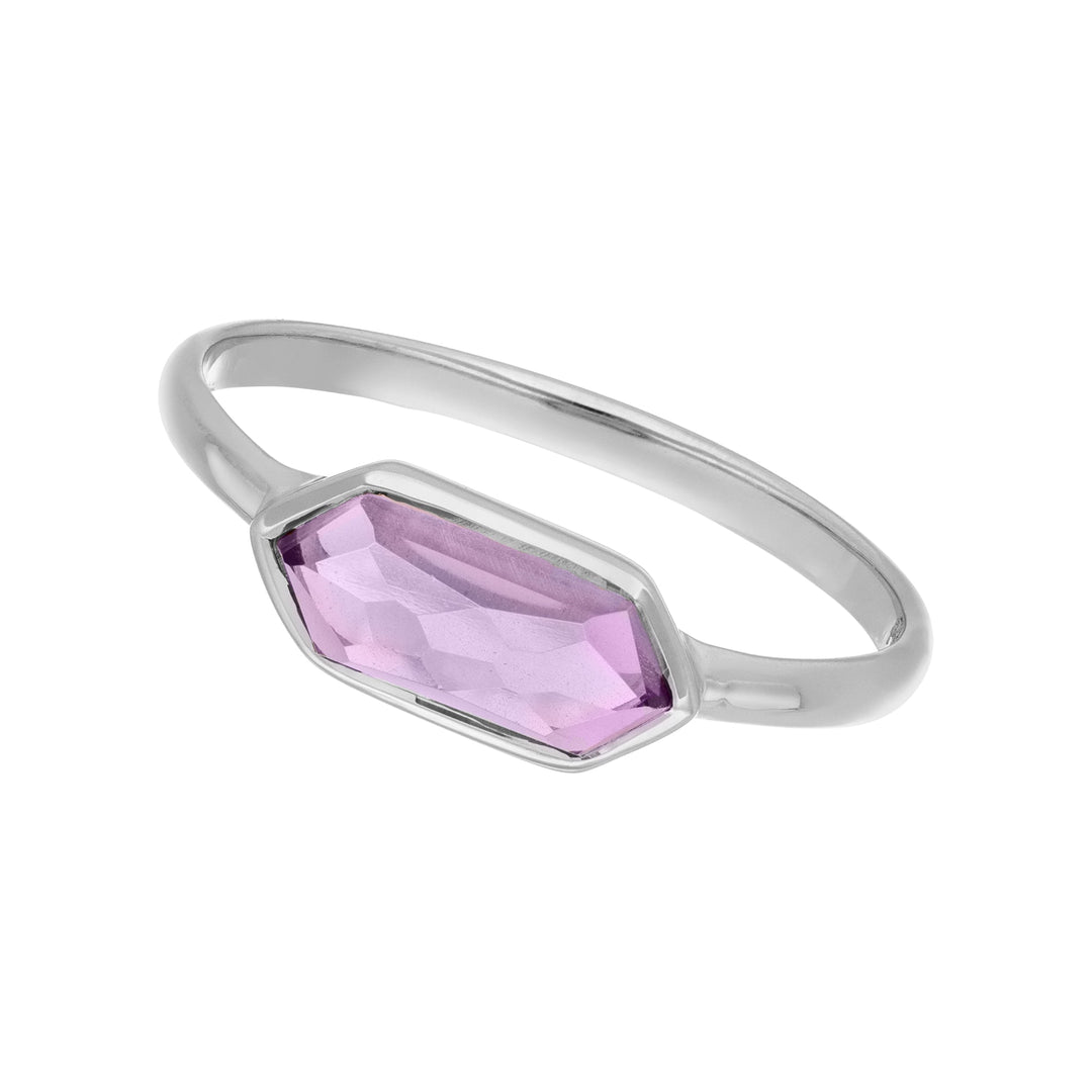 Leaf Ring Cube, Amethyst, Silber