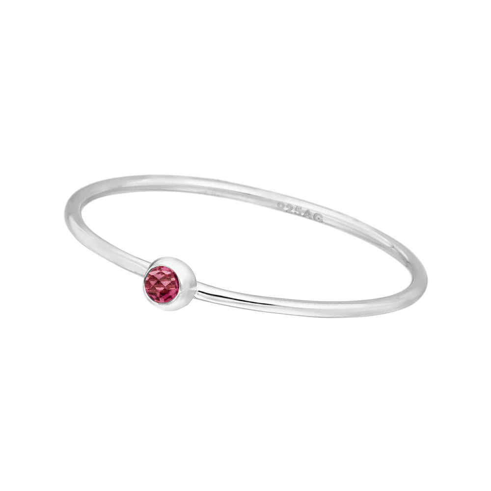 Leaf Ring Solitaire, Ruby, Silber