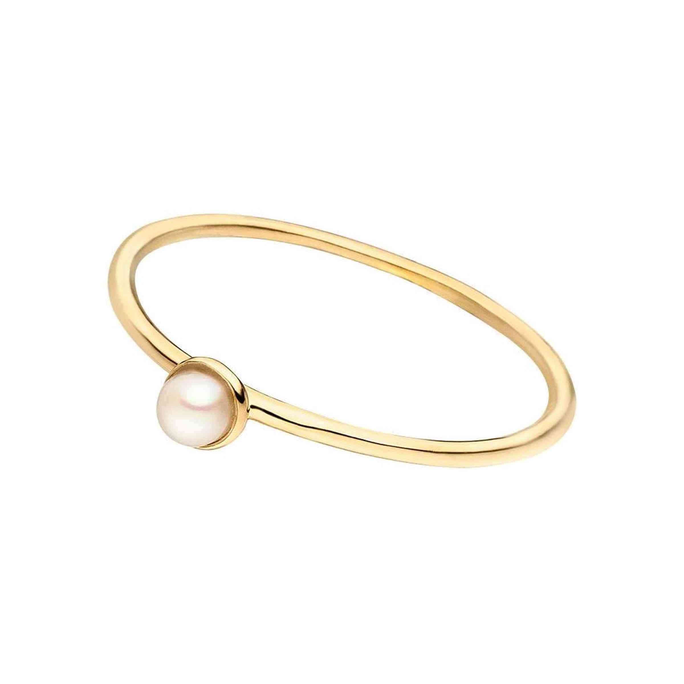 Leaf Ring Stacking Perle, 3 mm, vergoldet