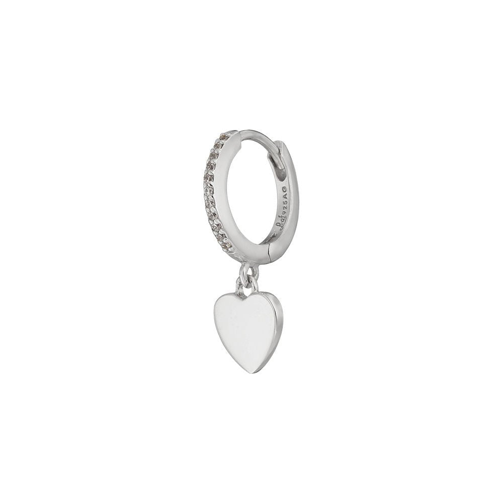 Leaf Single Creole Heart mit Zirkonia, Silber