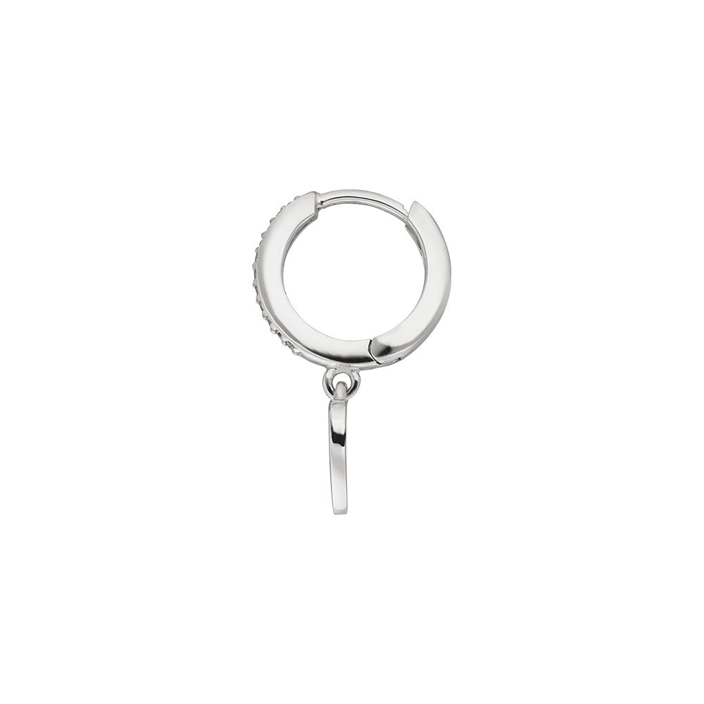 Leaf Single Creole Heart mit Zirkonia, Silber