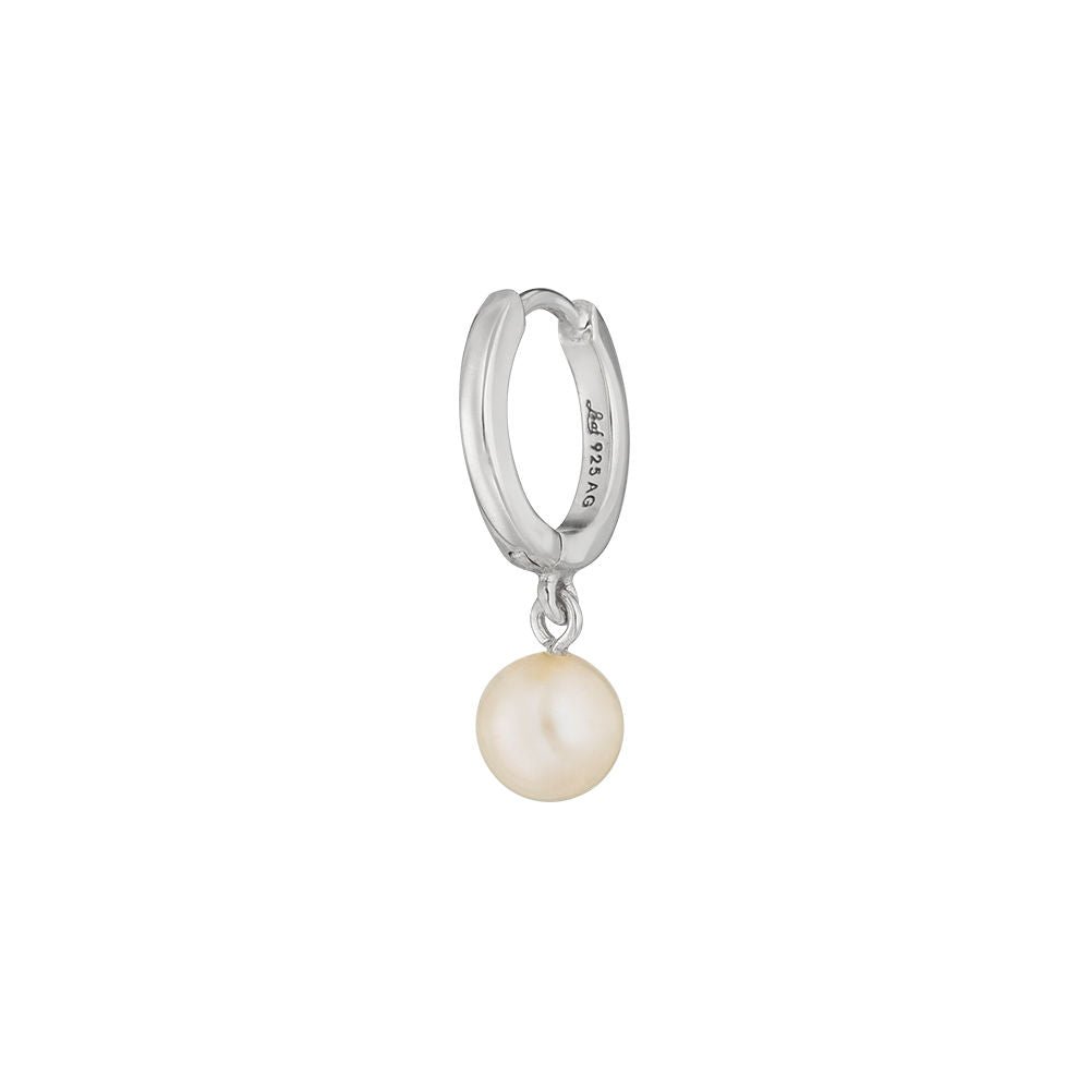 Leaf Single Creole Pearl, Silber