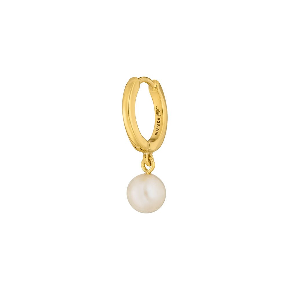 Leaf Single Creole Pearl, vergoldet