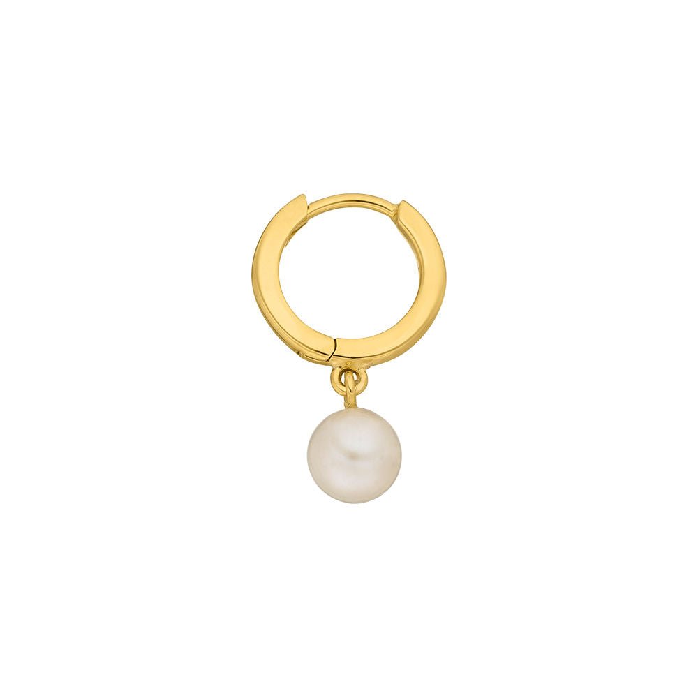 Leaf Single Creole Pearl, vergoldet