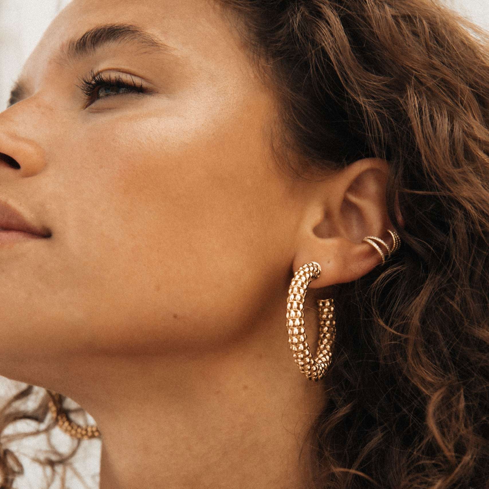 LOTT.gioielli Creolen Popcorn klassisch, L, vergoldet