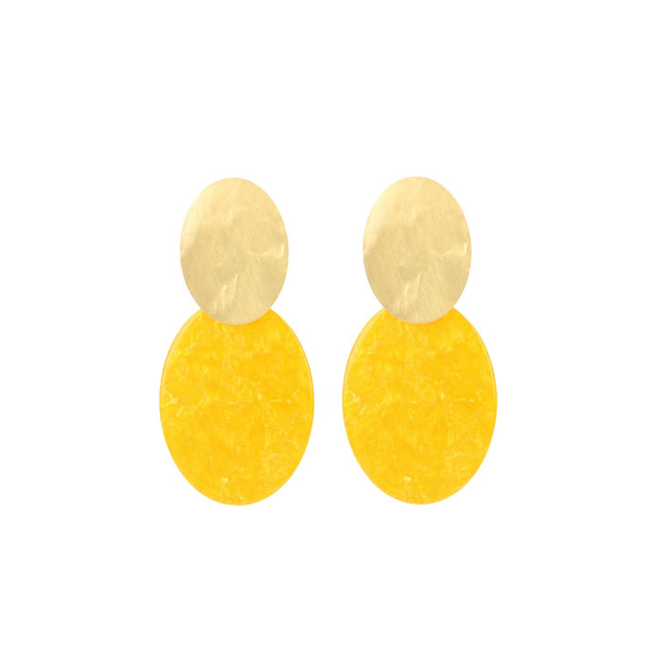 LOTT.gioielli Ohrringe Celia Closed Oval, S, Marble Orange, vergoldet