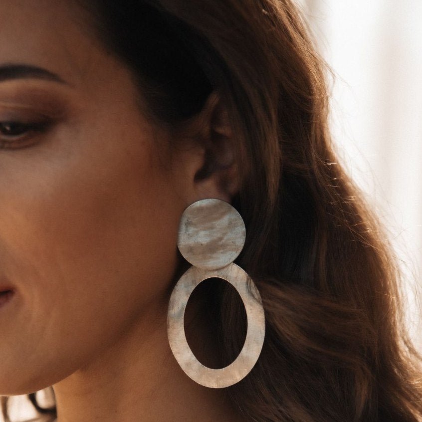 LOTT.gioielli Ohrringe Open Oval, gehämmert, XL, vergoldet