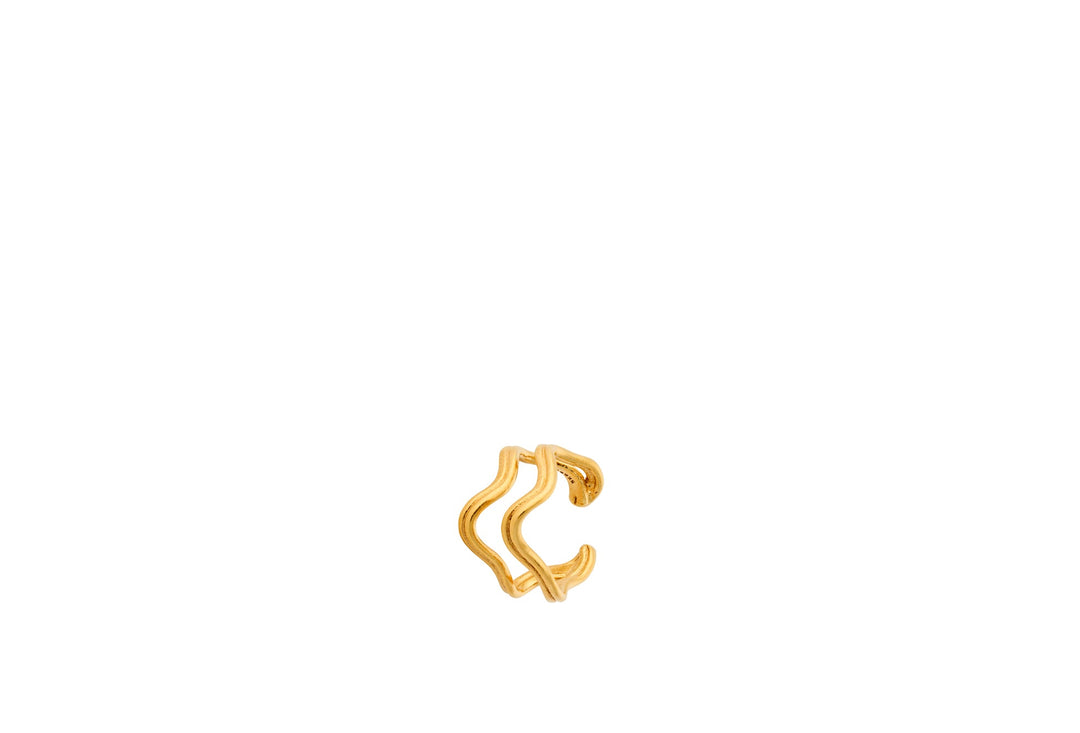 Pernille Corydon Earcuff Double Wave, vergoldet