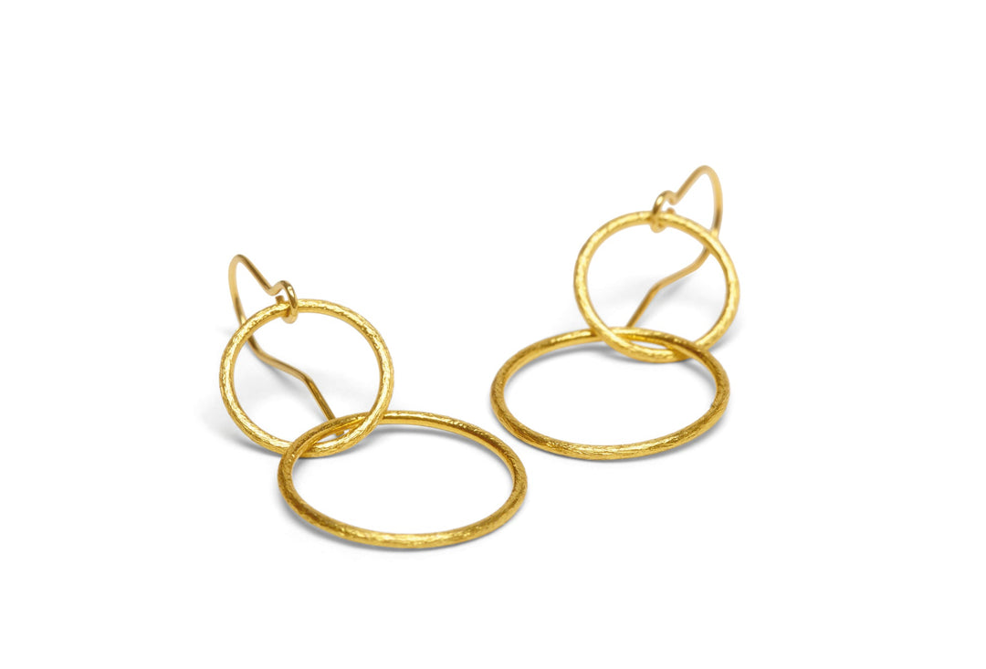 Pernille Corydon Ohrringe Double Plain, vergoldet