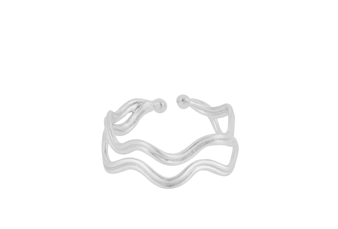 Pernille Corydon Ring Double Wave, Silber