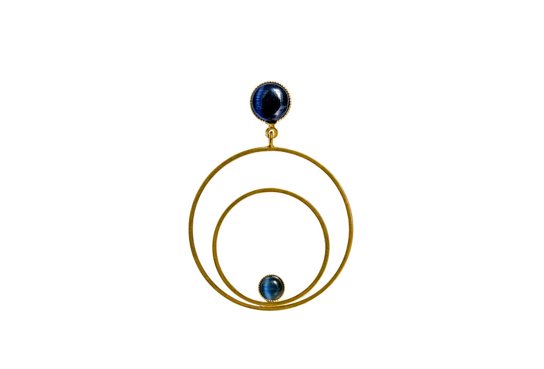 Raspe Ohrringe Circle groß, blau, vergoldet