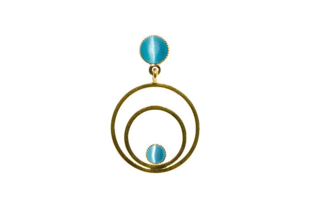 Raspe Ohrringe Circle klein, aquamarine, vergoldet