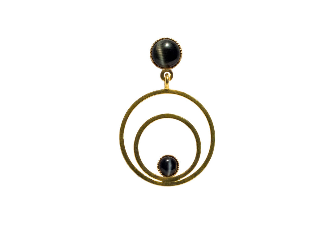 Raspe Ohrringe Circle klein, schwarz, vergoldet
