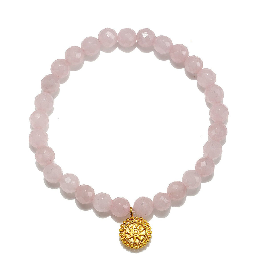 Satya Jewelry Armband Awaken Love Mandala Rose Quartz, vergoldet
