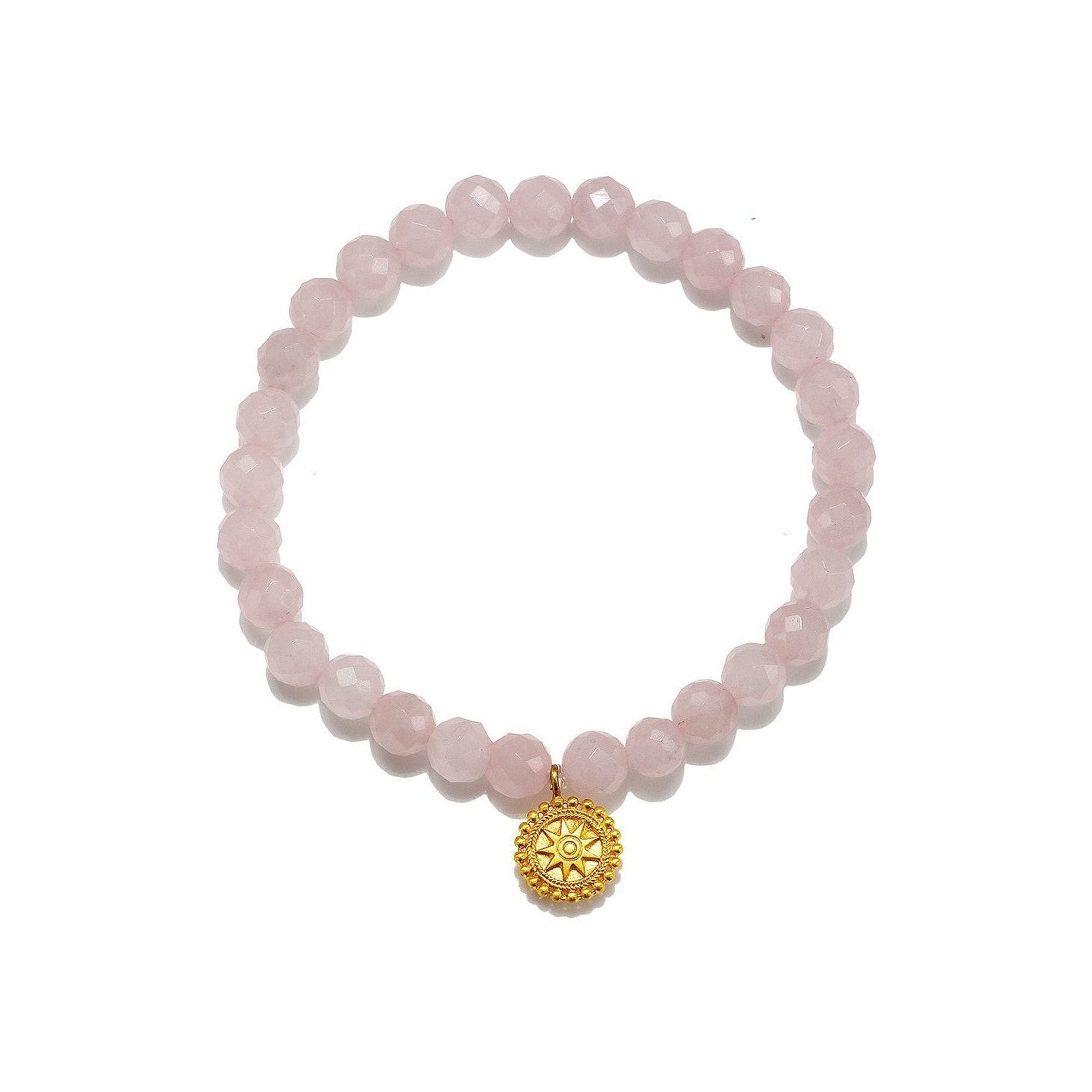 Satya Jewelry Armband Awaken Love Mandala Rose Quartz, vergoldet