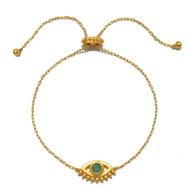 Satya Jewelry Armband Elevated Consciousness Evil Eye Emerald, vergoldet
