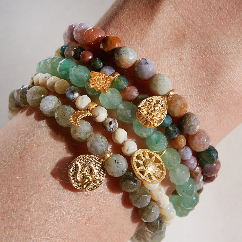 Satya Jewelry Armband Ganesha Hindu God, Well-Being Fancy Jasper, vergoldet