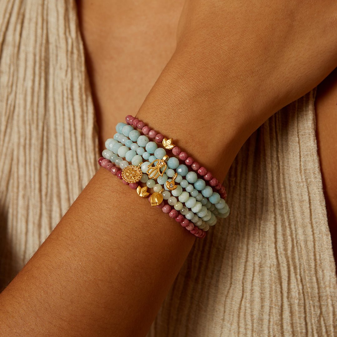 Satya Jewelry Armband Guided Inception Amazonite Lotus, vergoldet