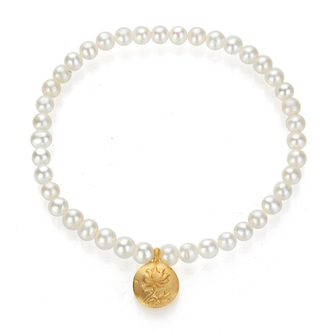 Satya Jewelry Armband Lotus Blossom Pearl Gemstone, vergoldet