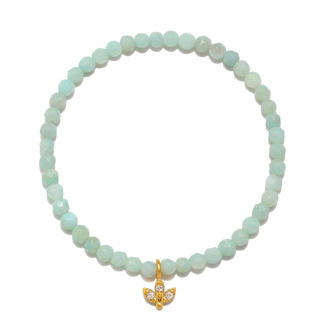 Satya Jewelry Armband Quiet Confidence Lotus Amazonite, vergoldet